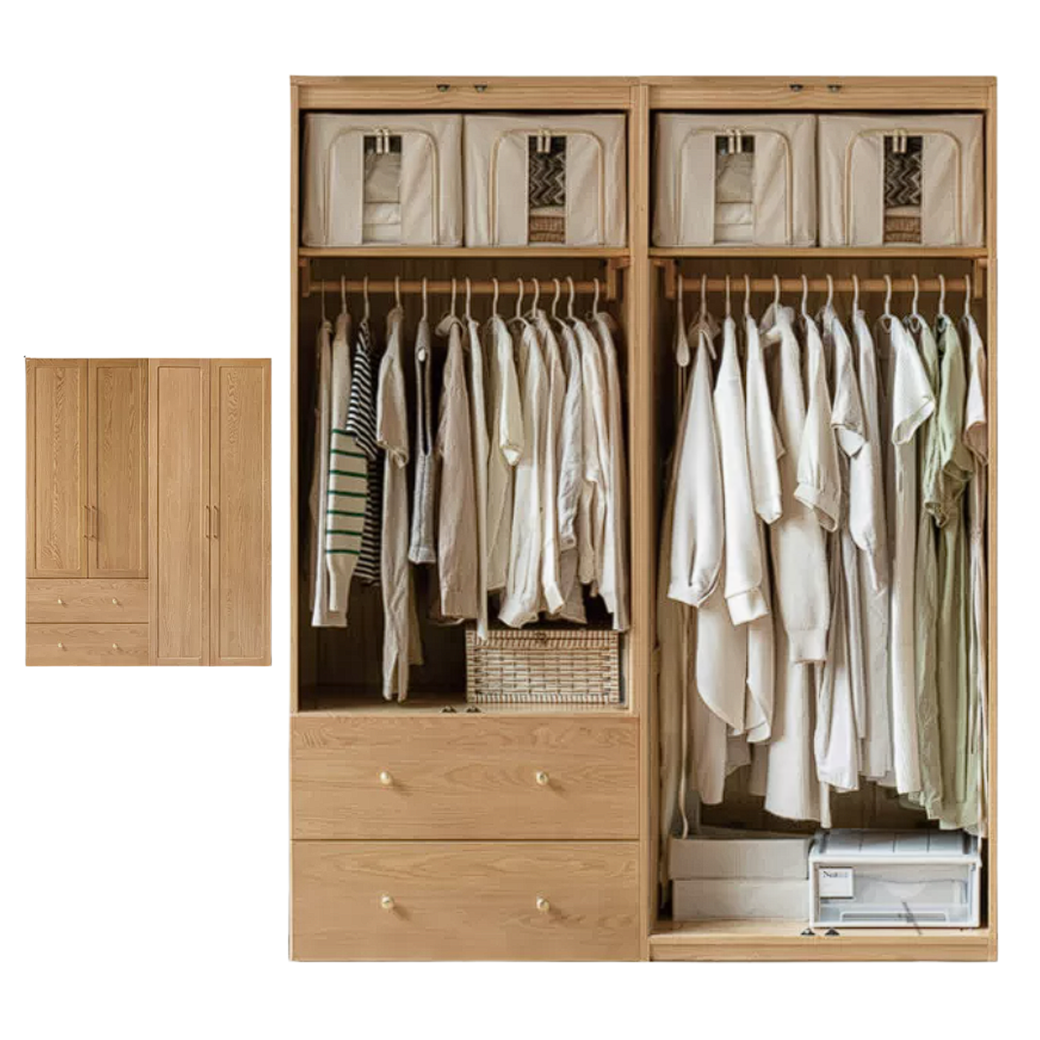 Oak Solid Wood Modern Wardrobe Free Combination