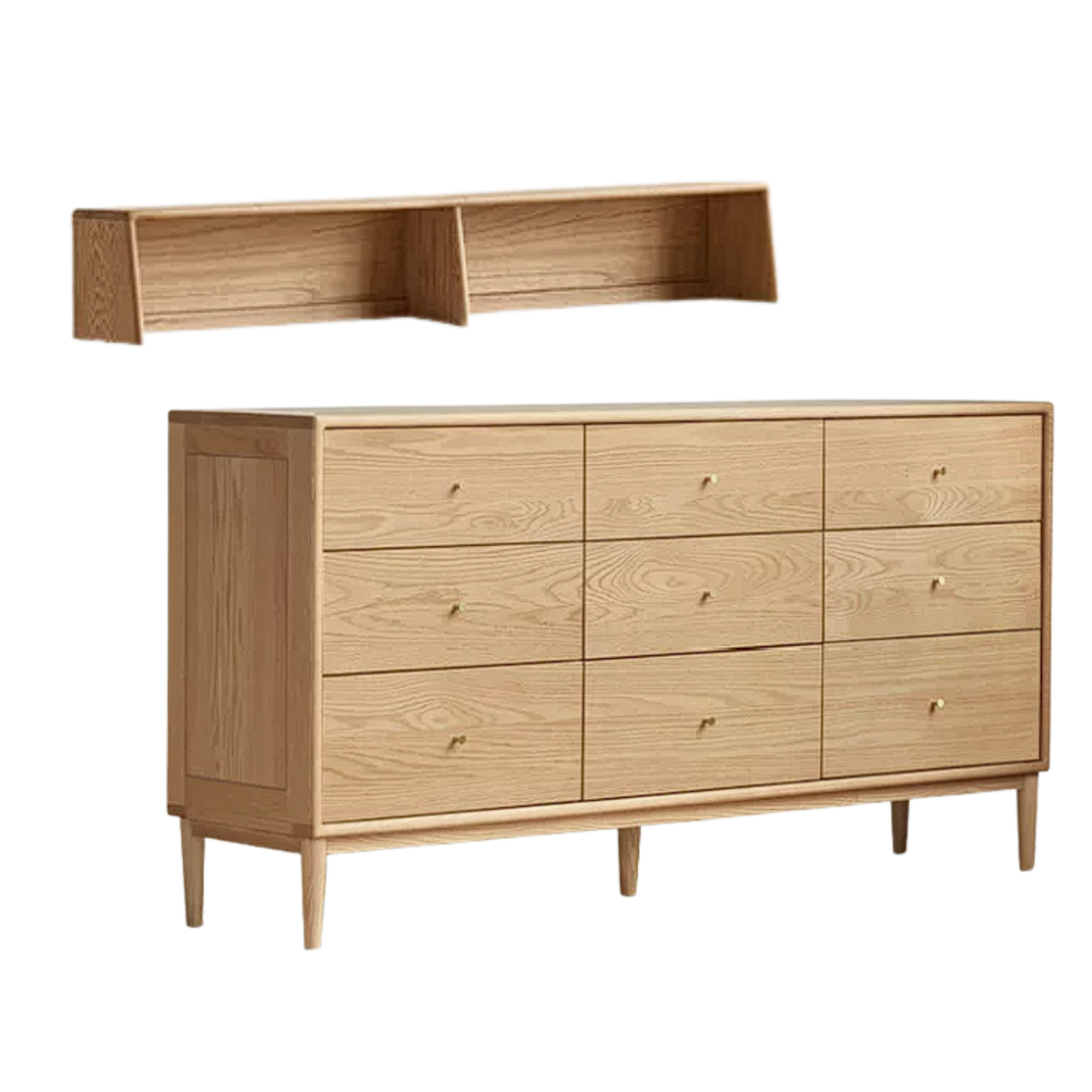 Oak Solid Wood, Solid Rubberwood Nordic Chest of Drawers