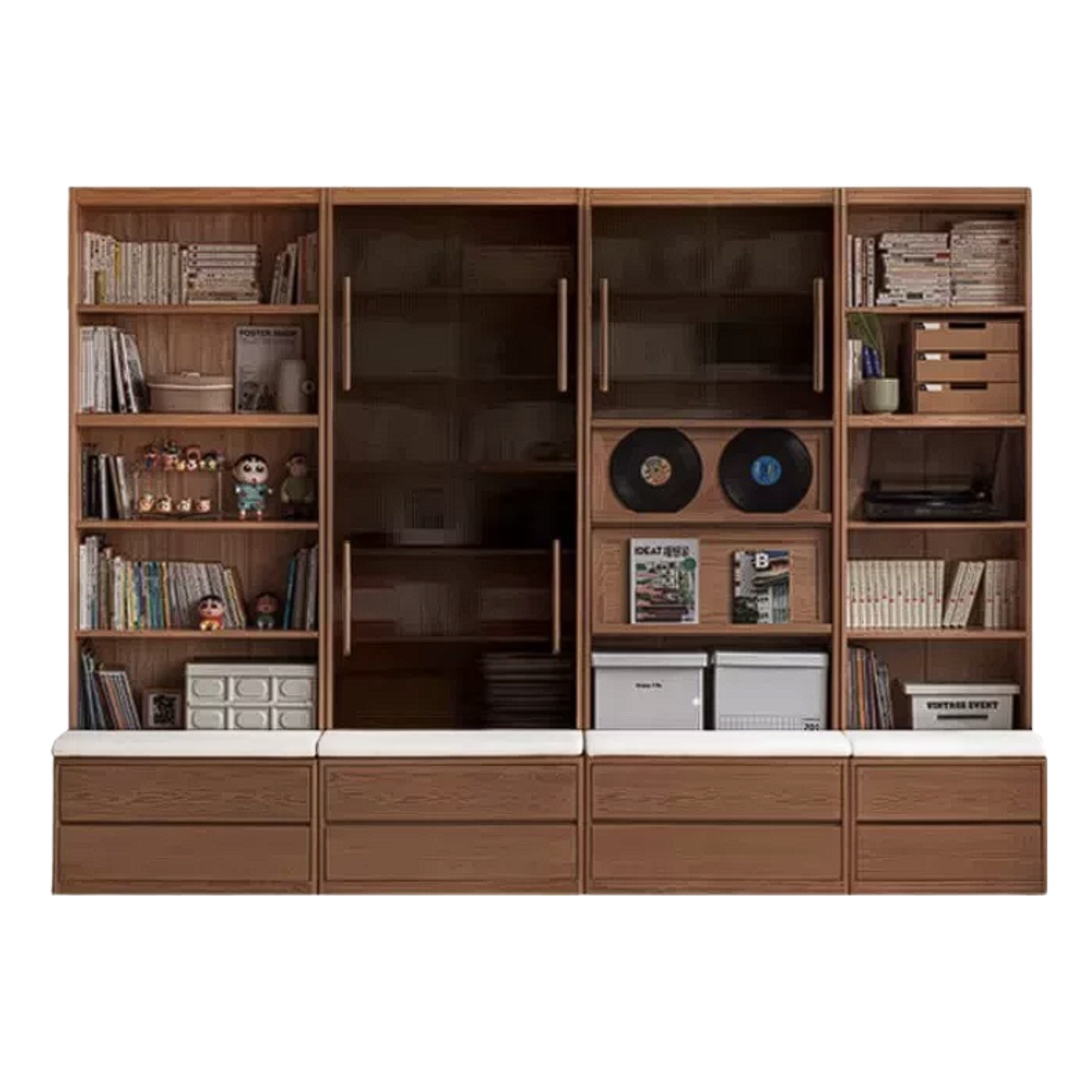 Sandalwood, Oak, Ash Solid Wood Combination Bookcase