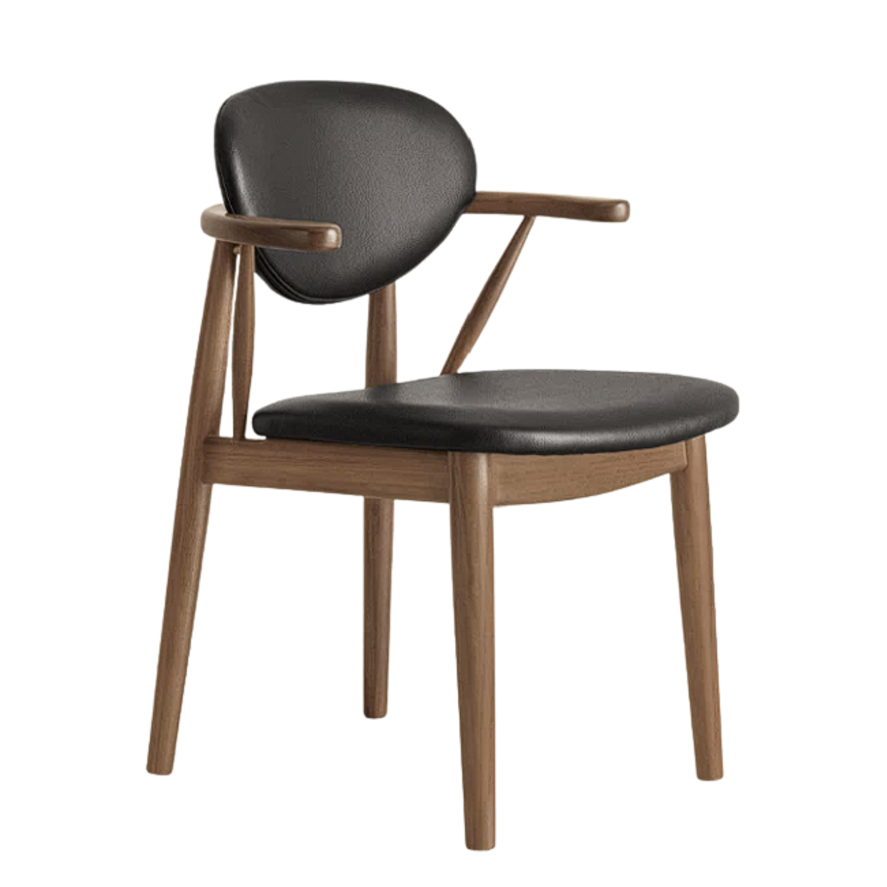 4 pcs Black Walnut, Oak, Sandalwood, Ash Curved Dining Chair with Open Armrest