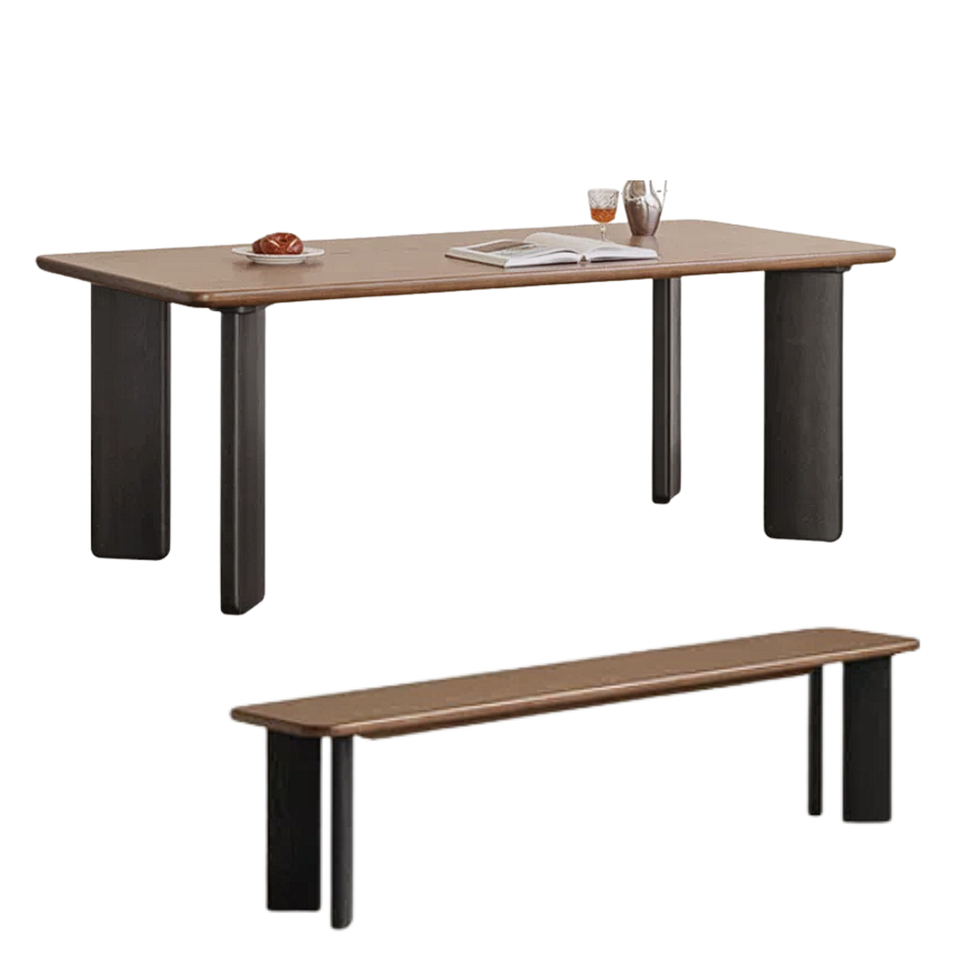 Black Walnut, Ash, Golden Pearwood Solid Wood Light Luxury Rectangular Dining Table