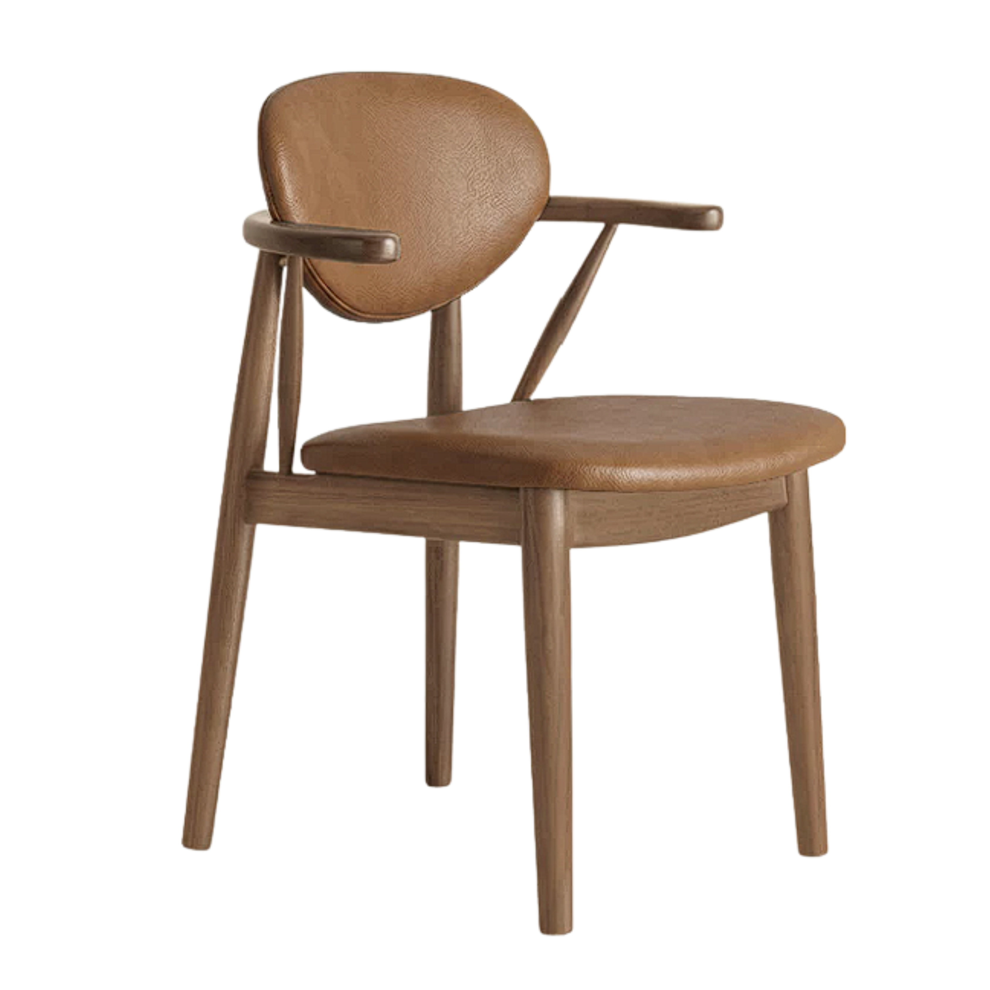 4 pcs Black Walnut, Oak, Sandalwood, Ash Curved Dining Chair with Open Armrest
