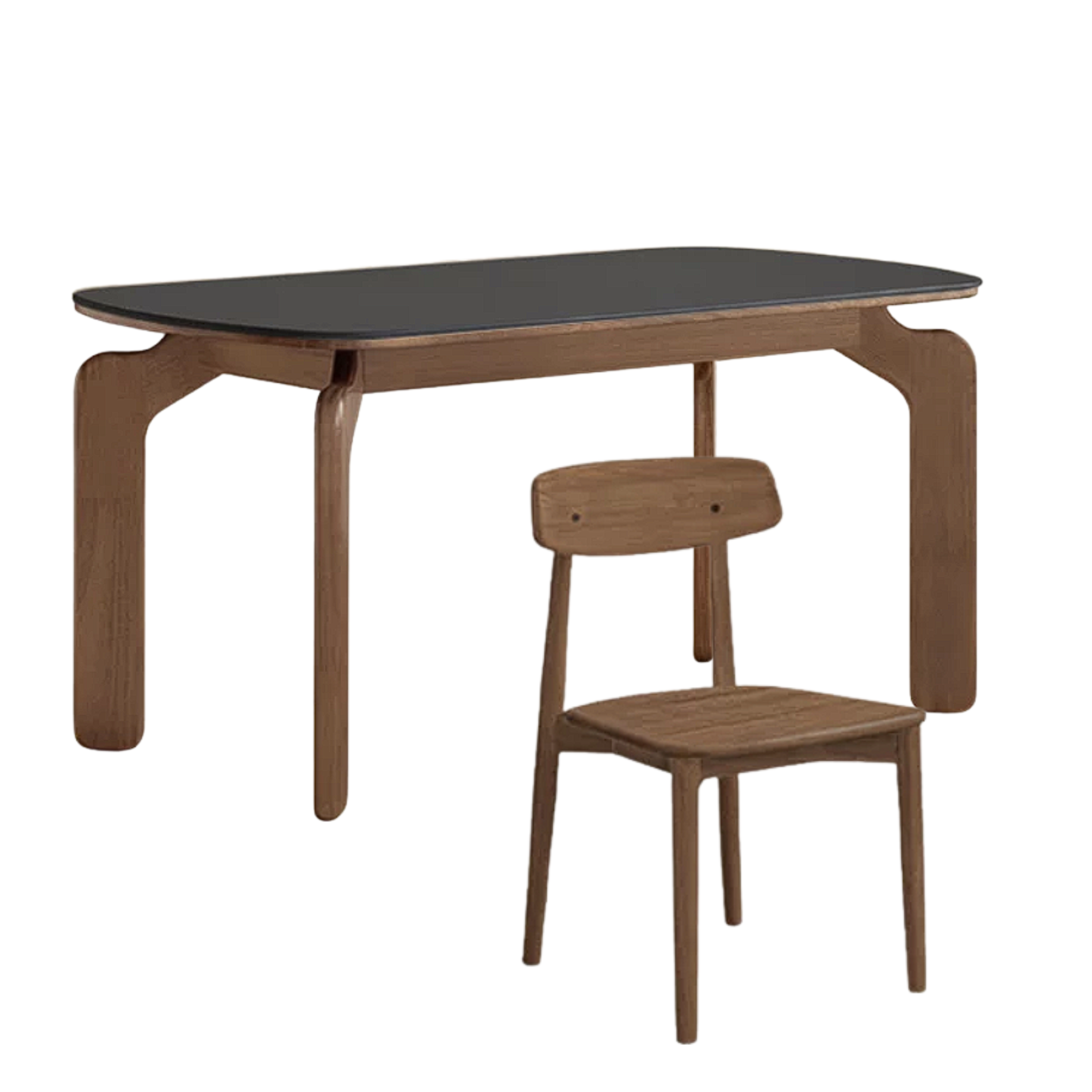 Sandalwood, Rubberwood Solid Wood Rock Board Retro Antique Style Dining Table