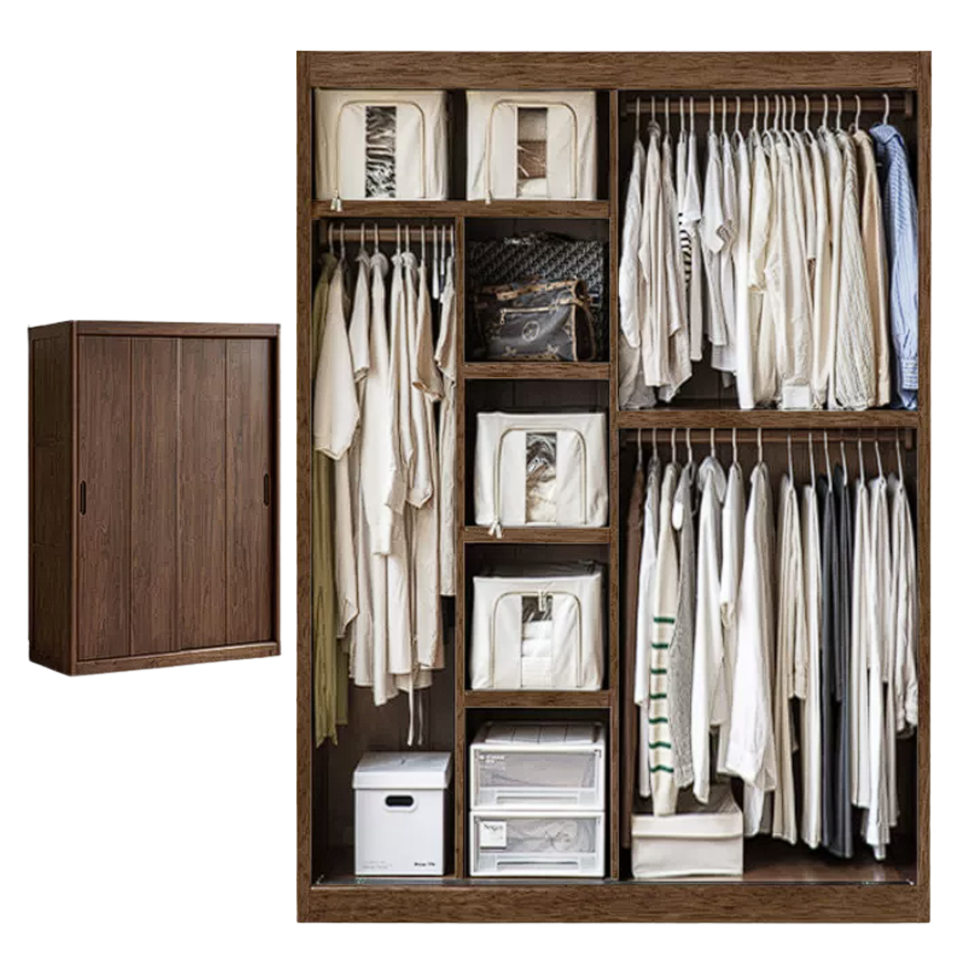 Golden Sandalwood Solid Wood Wardrobe