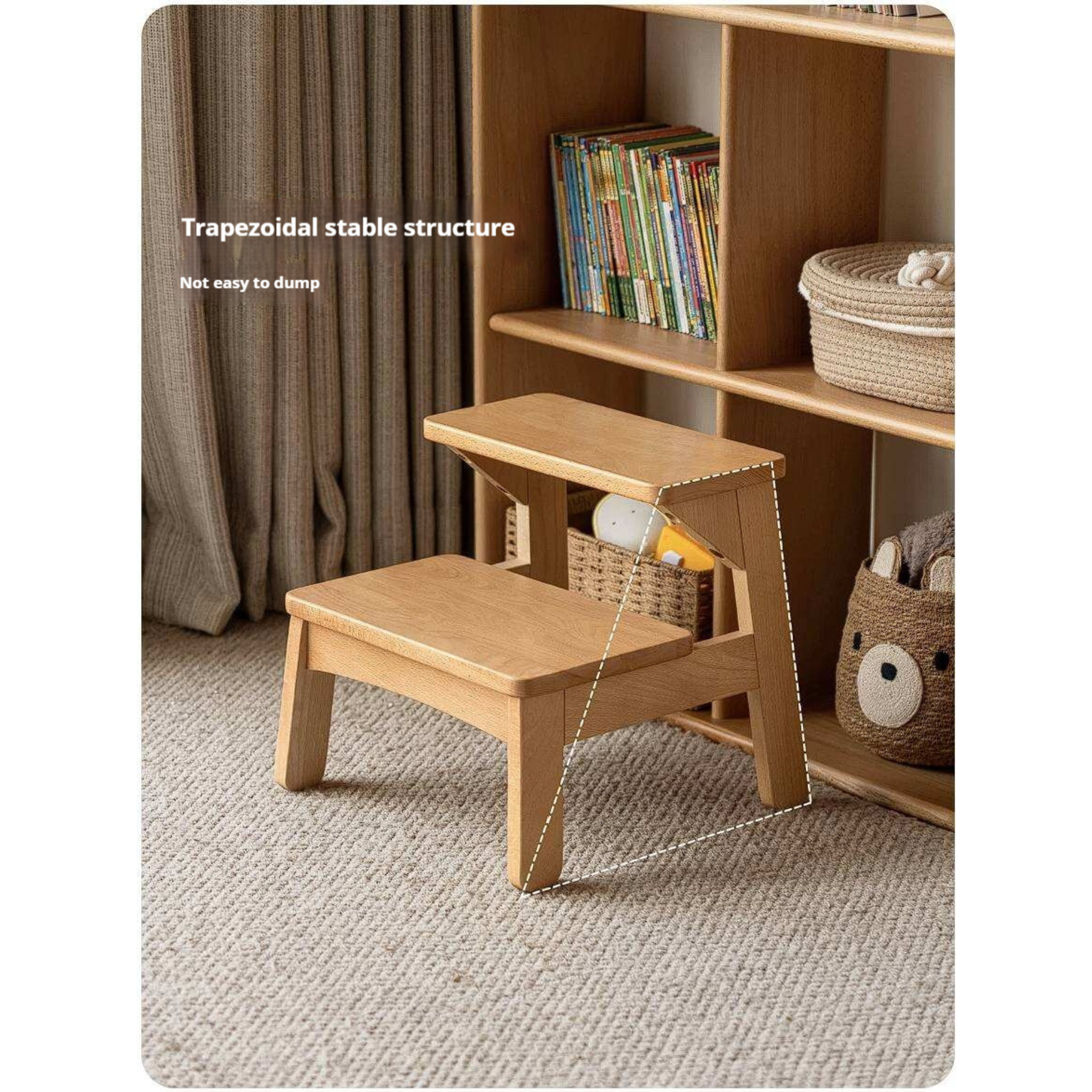 Beech Solid Wood Kids Multifunctional Low Foot Chair,Step Stool