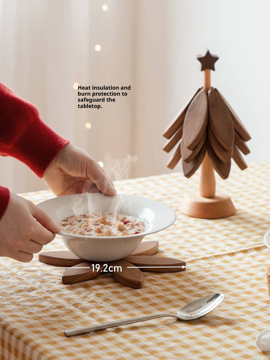 Black Walnut, Beech, Ebony Solid Wood Anti-Scalding Kitchen Mat with Heat Insulation