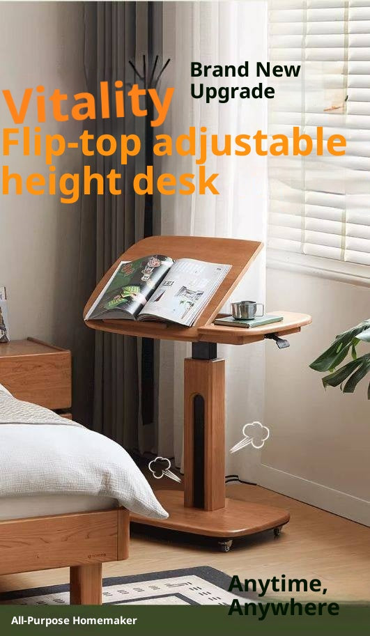 Cherry, Oak Solid Wood Elevating Desk Study Unit Mobile Desk