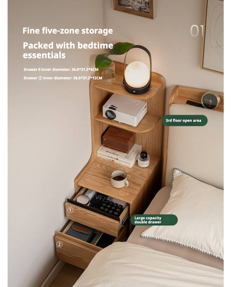 Oak Solid Wood Modern Nightstand.