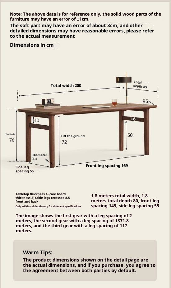 Black Walnut Solid Wood Modern Office Desk