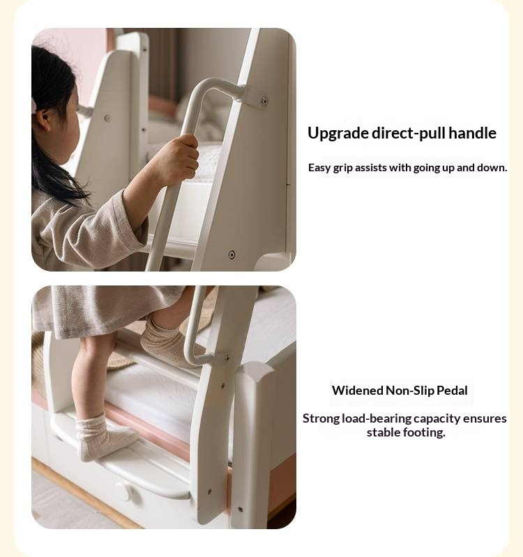 Rubberwood Solid Wood Children's Princess Storage Bunk Bed