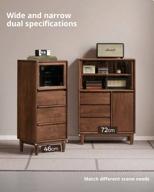 Black Walnut Solid Wood Italian Light Luxury Side Cabinet.