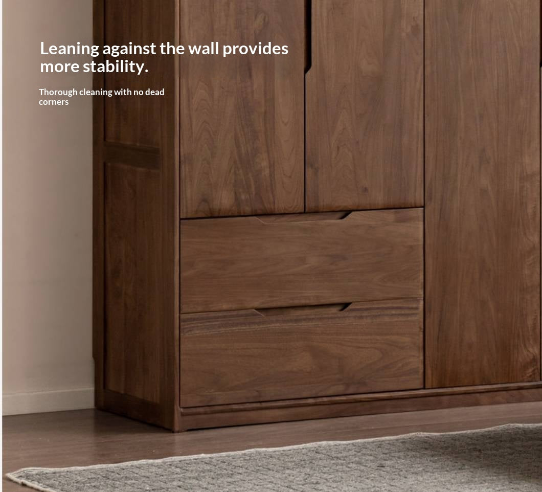 Black Walnut, Sandalwood Solid Wood Large Wardrobe