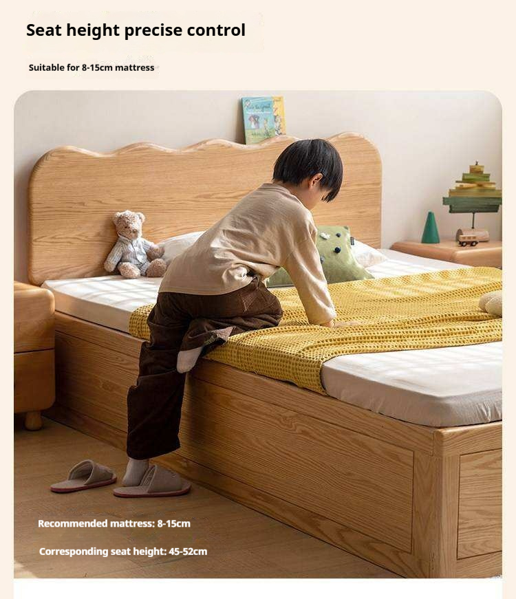 Oak Solid Wood Kids Side-Lift Storage Bed