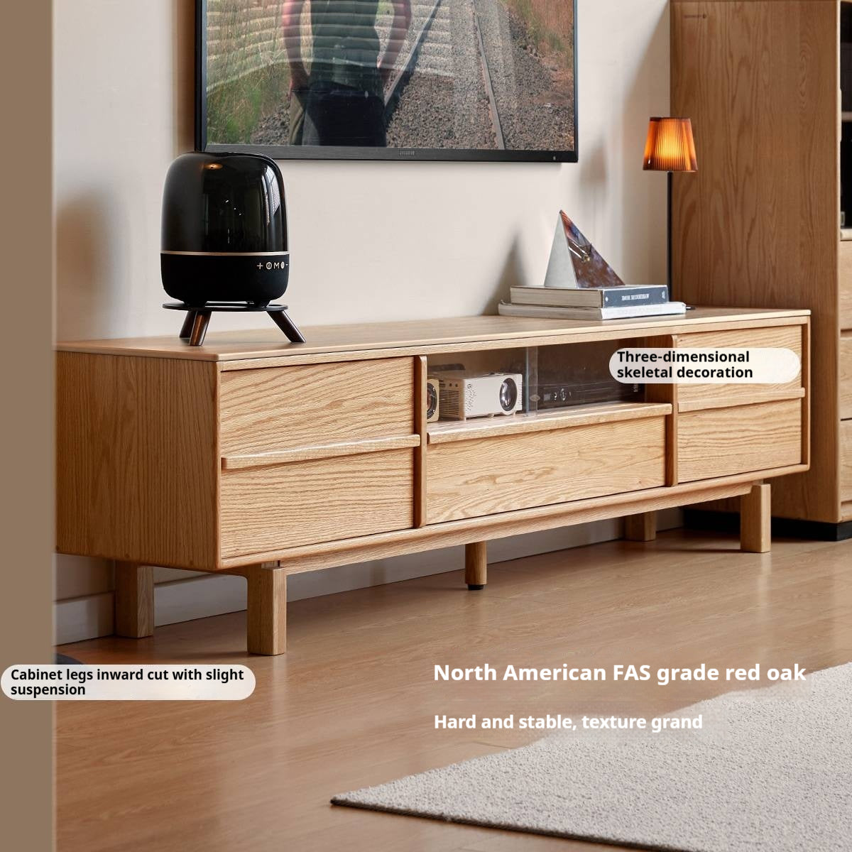 Oak Solid Wood Modern Minimalist TV Cabinet