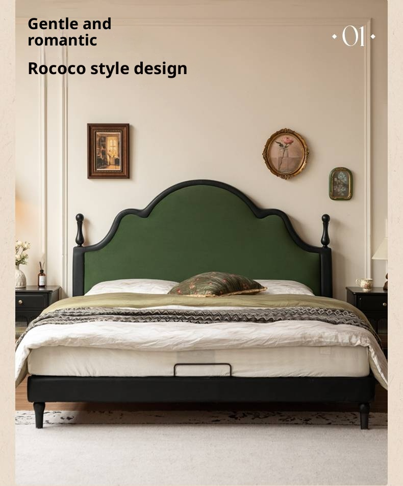 Fabric Soft Velvet Bed French Retro Style