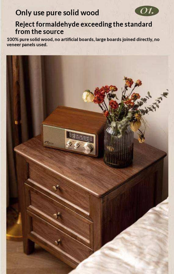 Black Walnut Solid Wood Nightstand.
