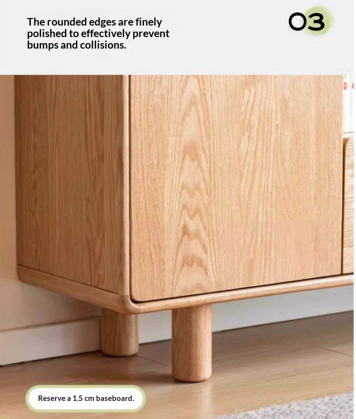 Oak Solid Wood Tall TV Cabinet.