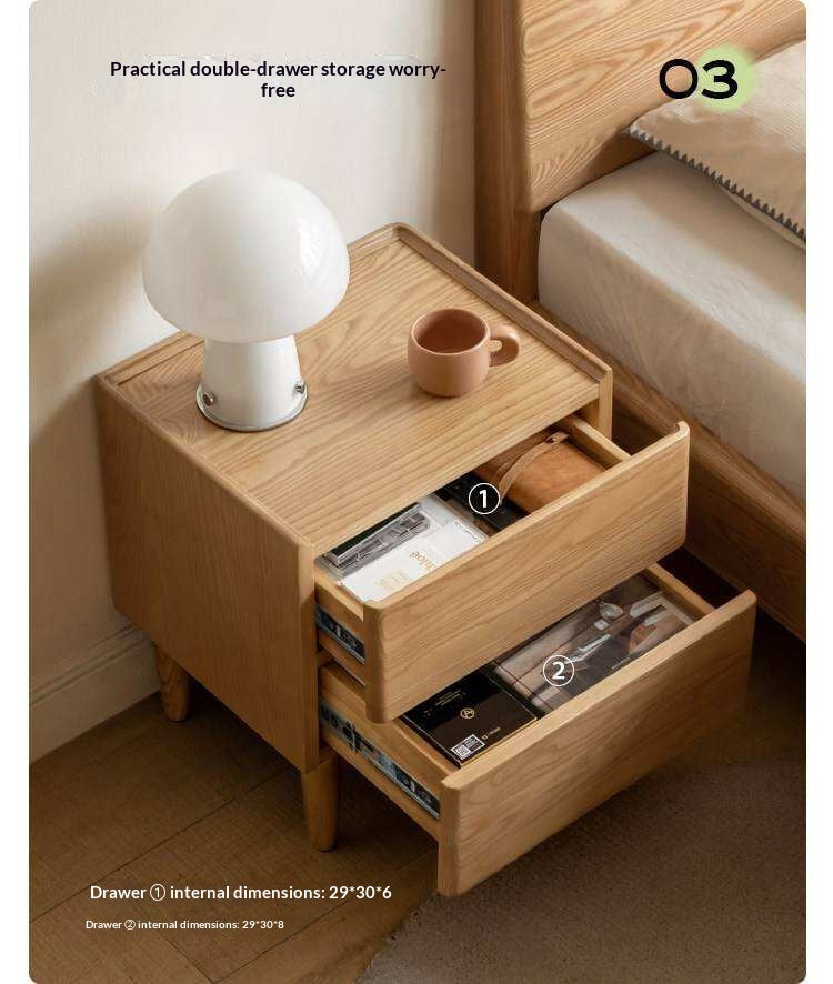 Ash, Oak, White Ash, White Oak, Sandalwood Solid Wood White Wax Small Nightstand