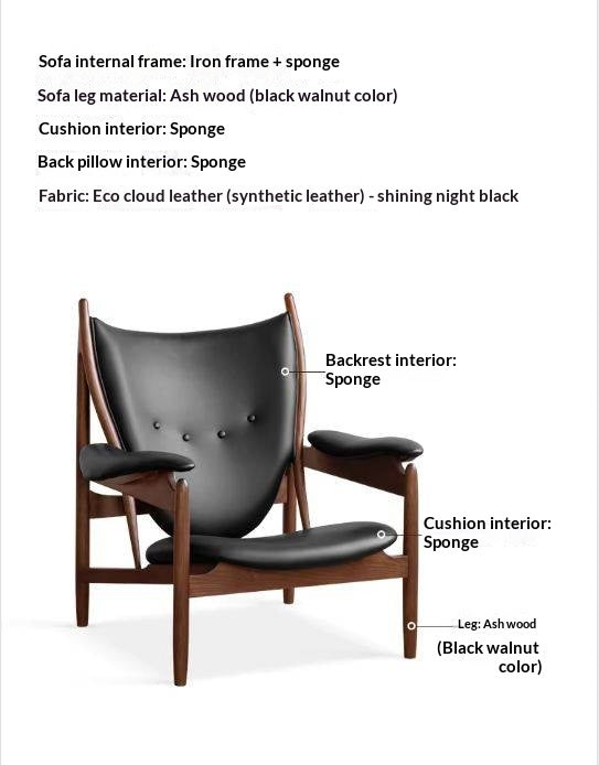 Ash Solid Wood Modern Designer Lounge Chair