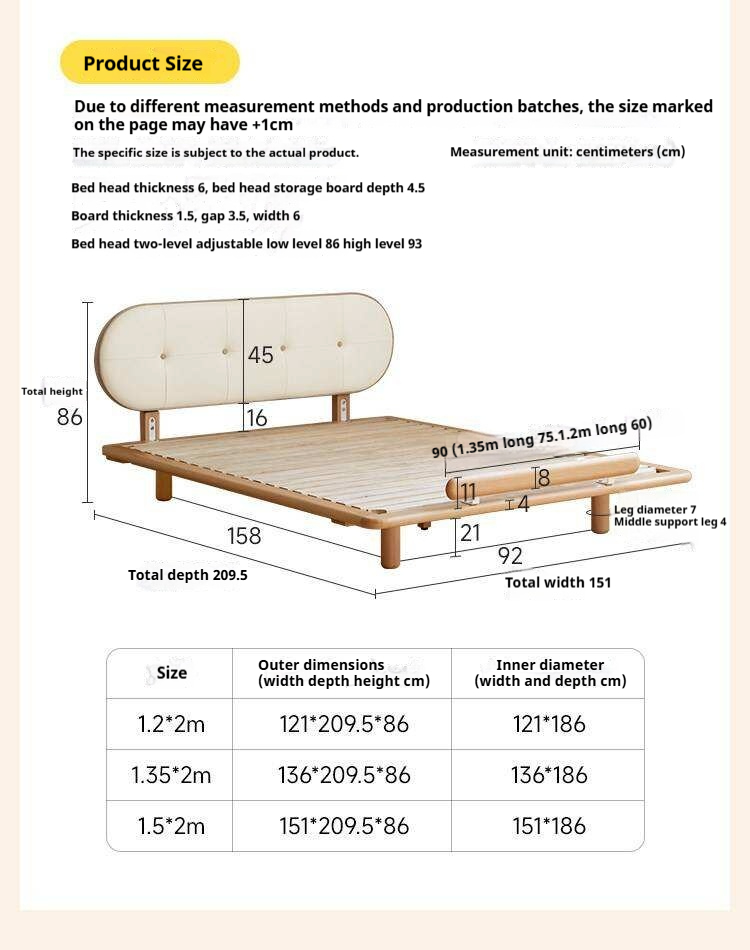 Beech Solid Wood Kids Floating Platform Bed with Upholstered Headboard and Optional Guardrails
