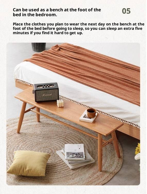 Cherry Solid Wood Bedside Long Bench
