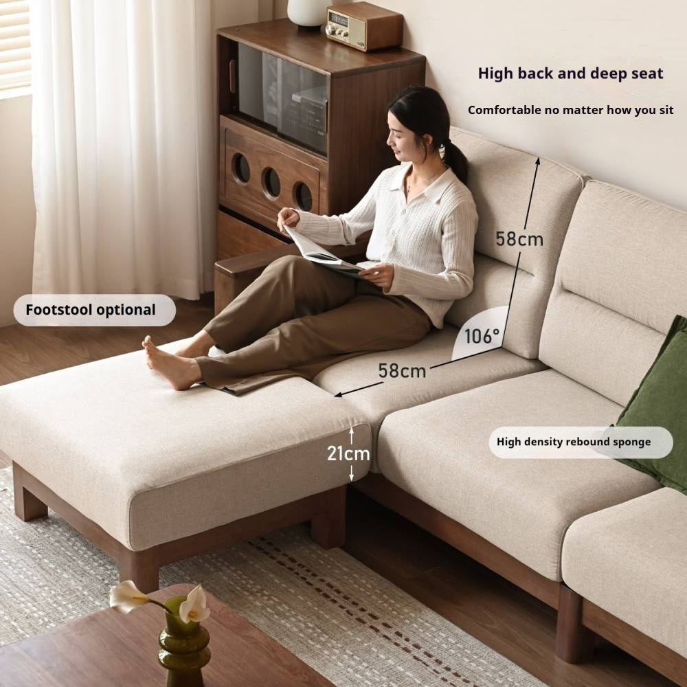 Sandalwood Solid Wood Fabric Sofa