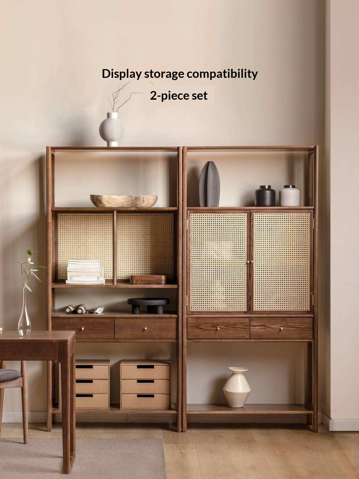 Black Walnut Solid Wood Bookshelf Display Cabinet Simple Bookcase