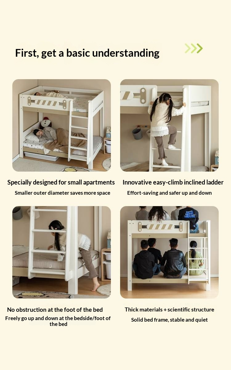 Rubberwood Solid Wood Children's Adult Bunk Bed