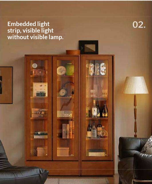 Tulipwood  Solid Wood Antique Style Glass Bookshelf