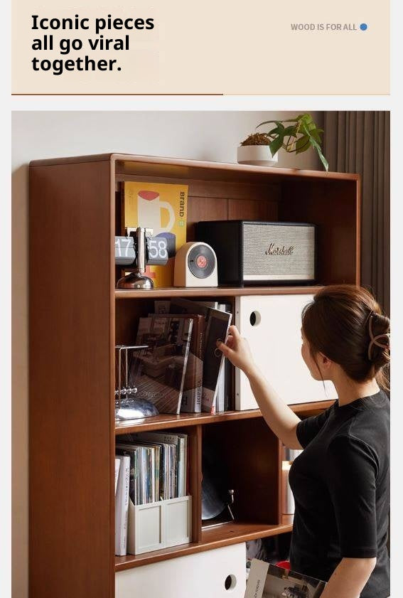 Poplar, Cherry Solid Wood Ancient Style Bookcase