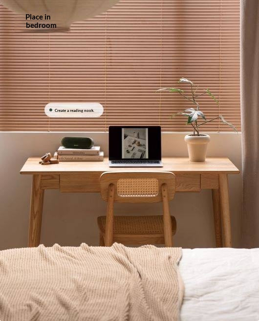 Oak Solid Wood Office Desk Spindle-Shaped Slanted Legs