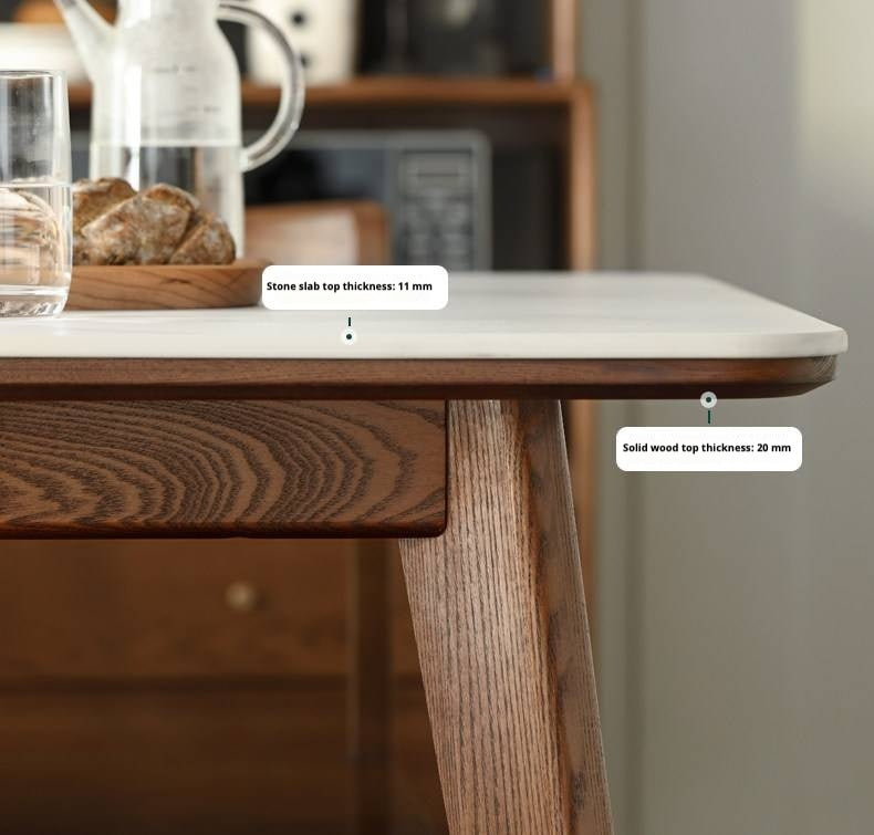Ash, Black Walnut Solid Wood Slate Dining Table