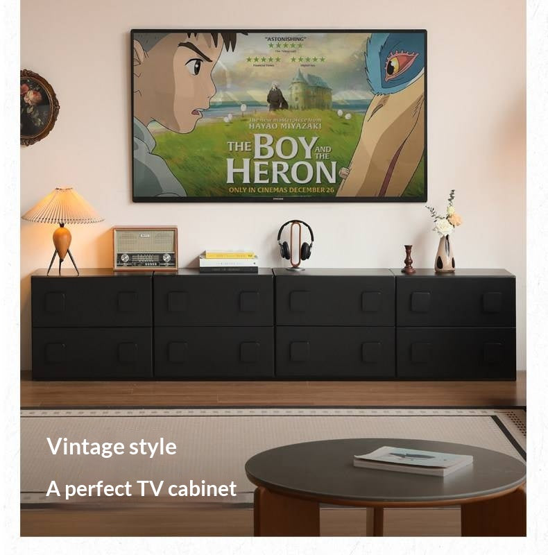 Solid RubberWood TV French Retro Floor Module Combination TV Cabinet.