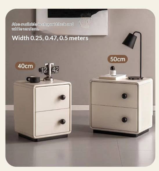 Solid Rubberwood Cream Style Narrow Nightstand