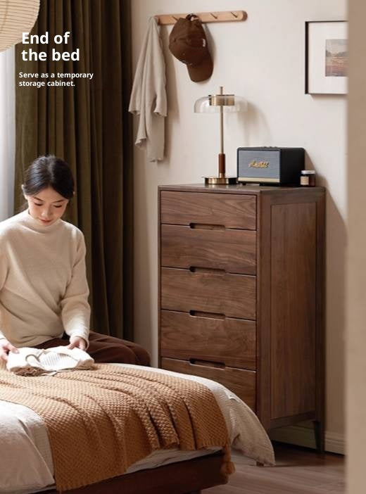 Black Walnut Solid Wood Modern Nordic Style Side Cabinet