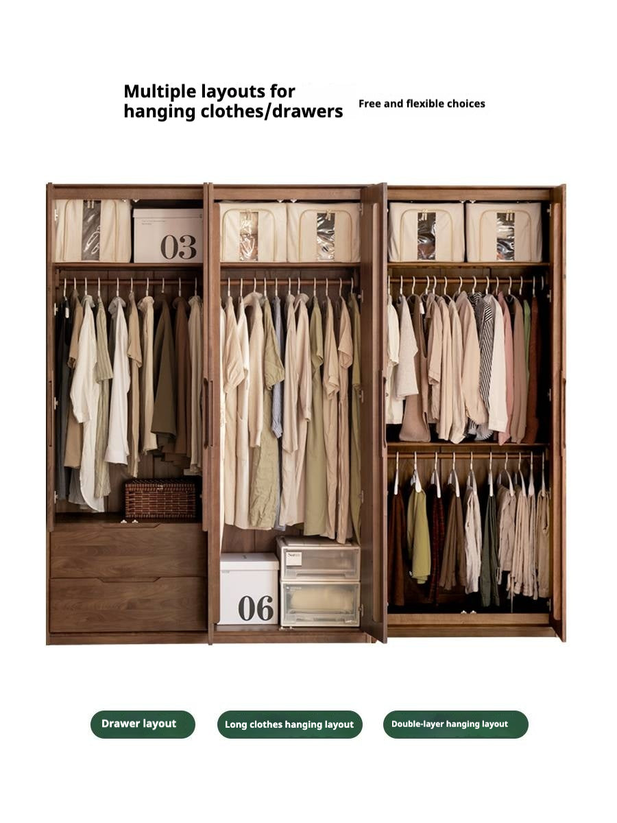 Black Walnut Solid Wood Large Wardrobe.
