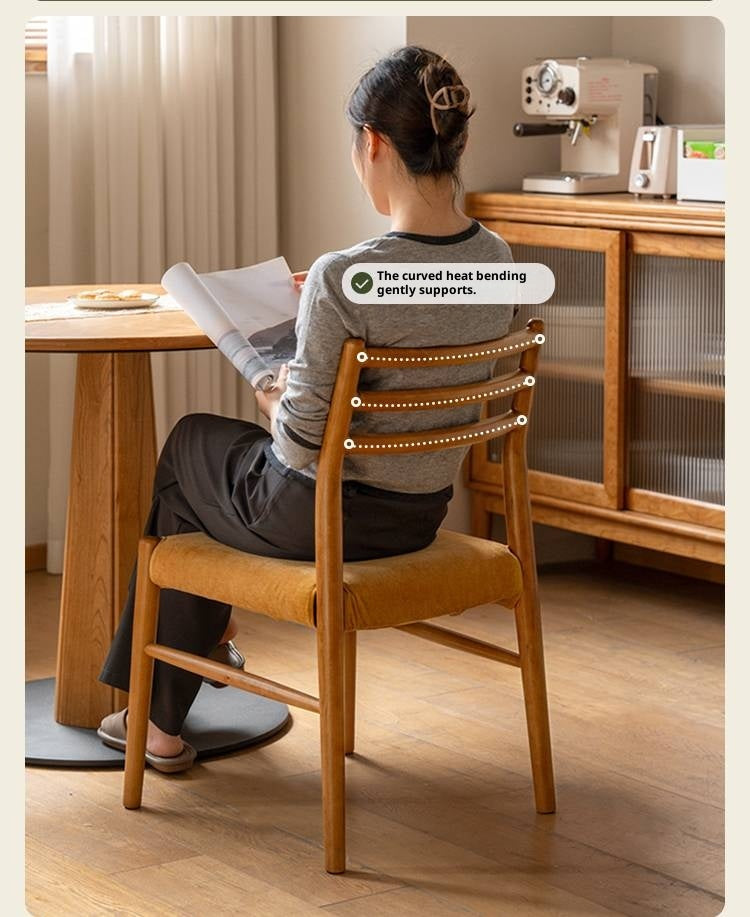 Set 4 pcs Cherry, Ash Solid Wood Artistic Retro Style Dining Chair