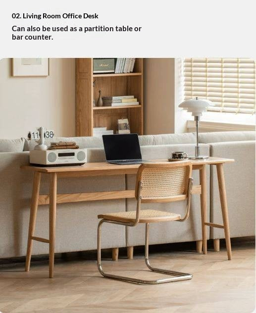 Oak, Cherry Solid Wood Narrow Office Desk