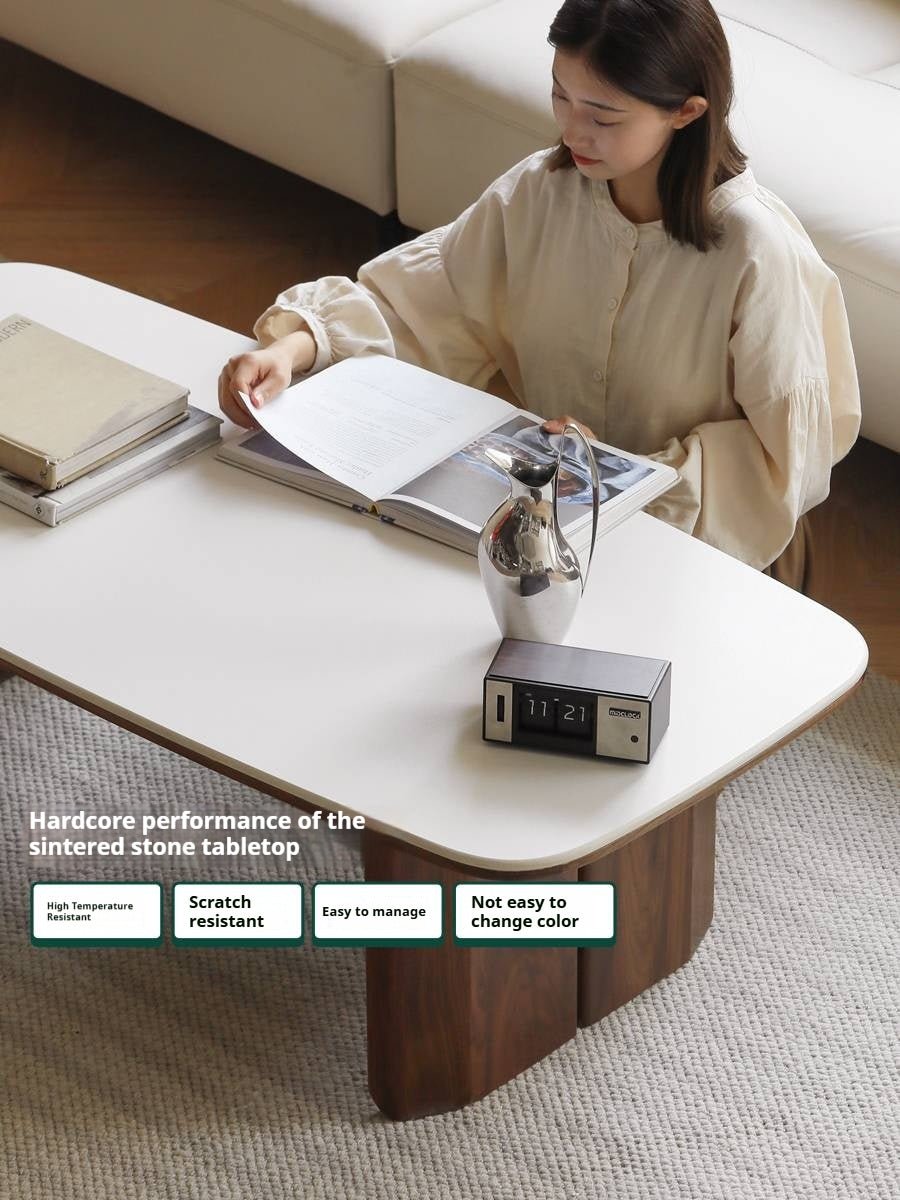 Rubber, Oak, Black Walnut, Сherry Solid Wood Rock Plate Coffee Table