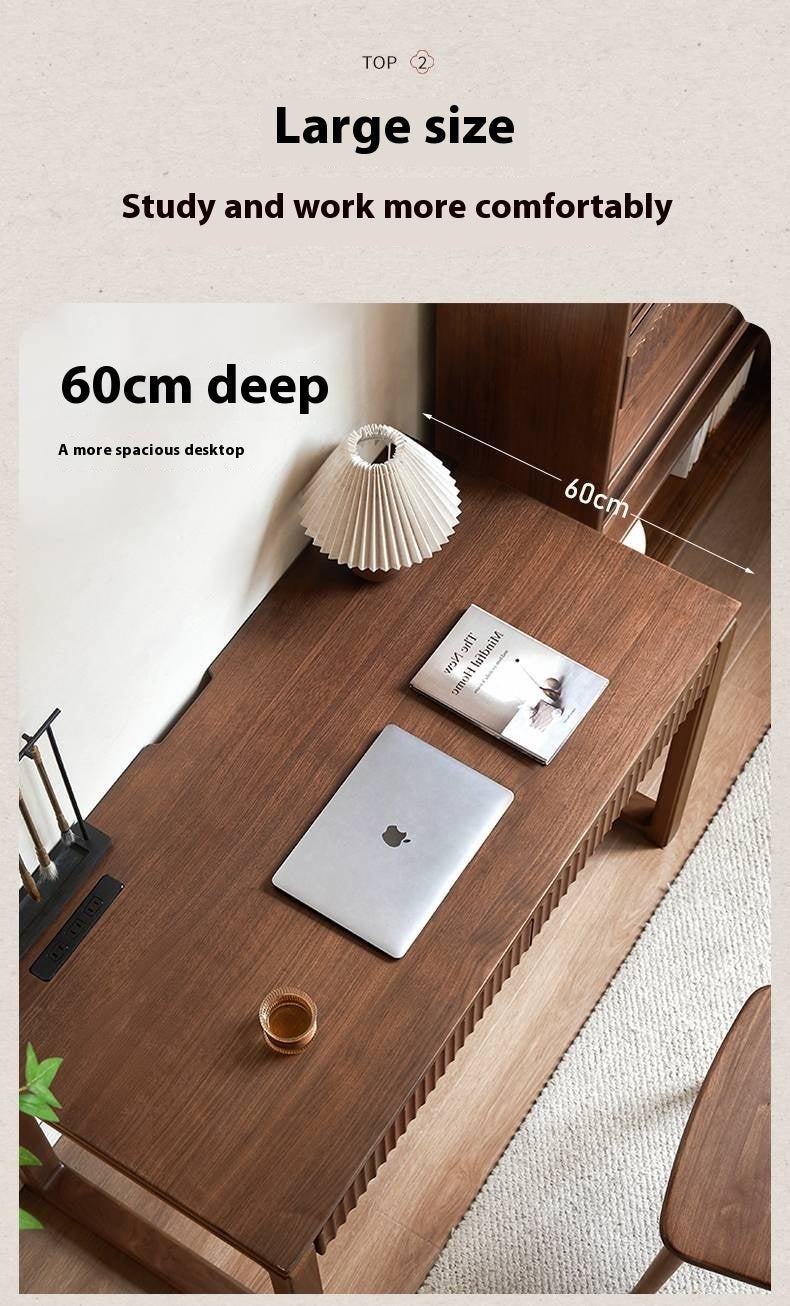 Black Walnut Solid Wood, Solid RubberWood Computer Desk