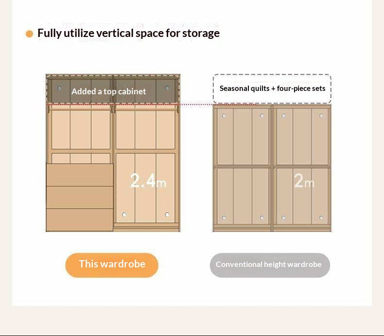 Oak Solid Wood Wardrobe with Double Doors