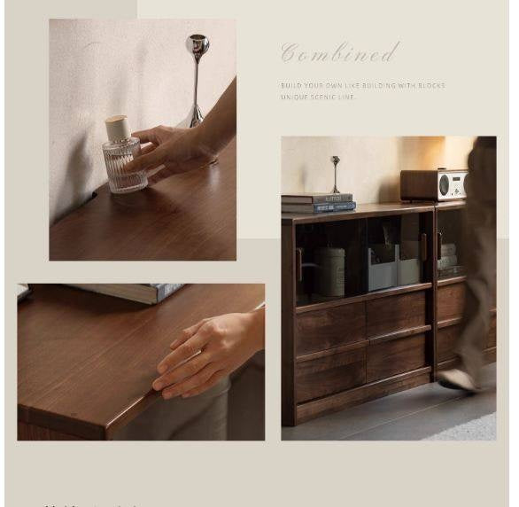 Black Walnut Solid Wood Italian Light Luxury TV Cabinet