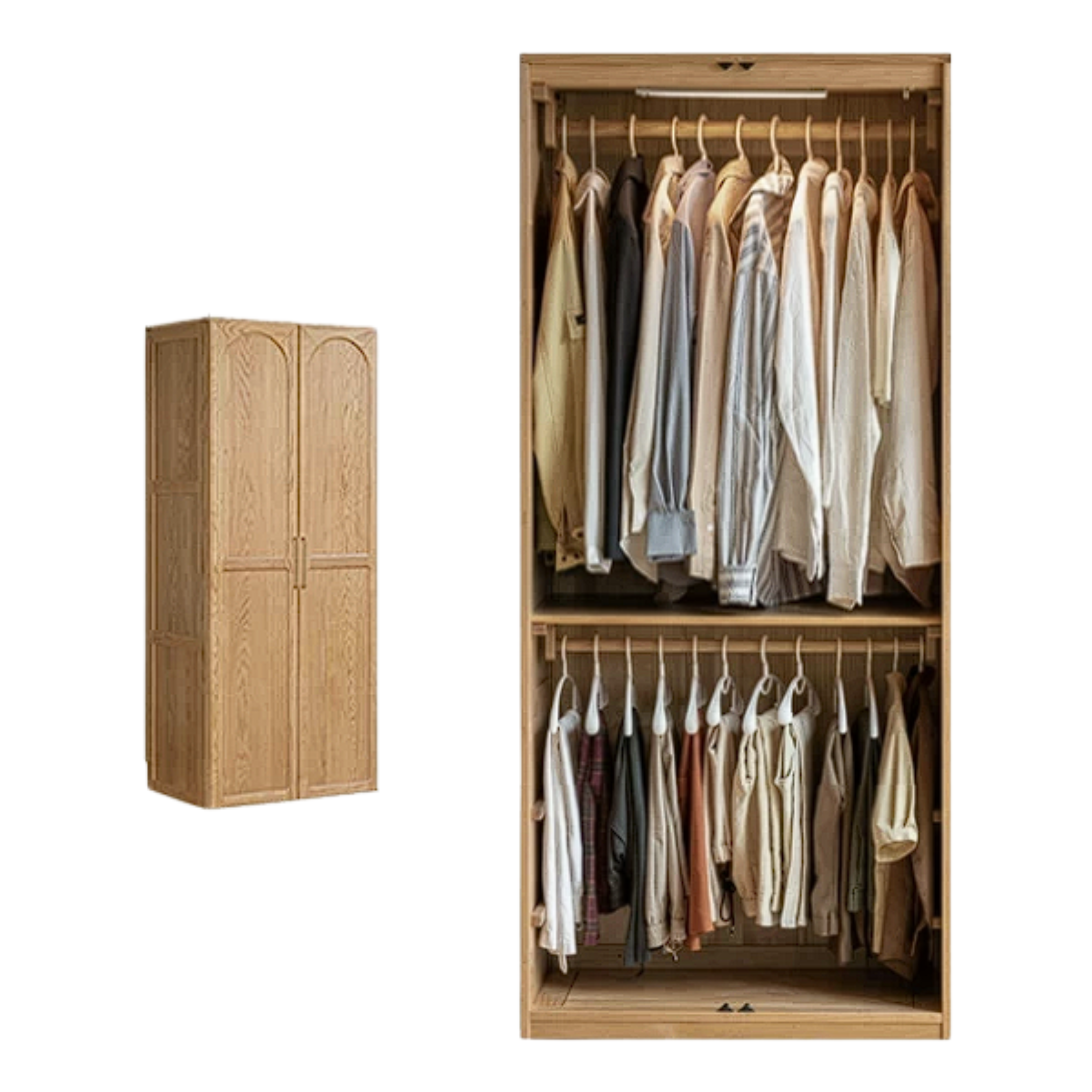 Oak Solid Wood Rattan Door Floor Wardrobe