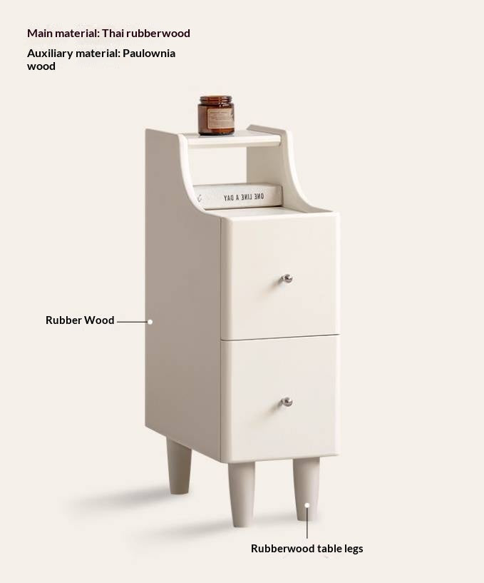 Solid Rubberwood Cream Style Nightstand