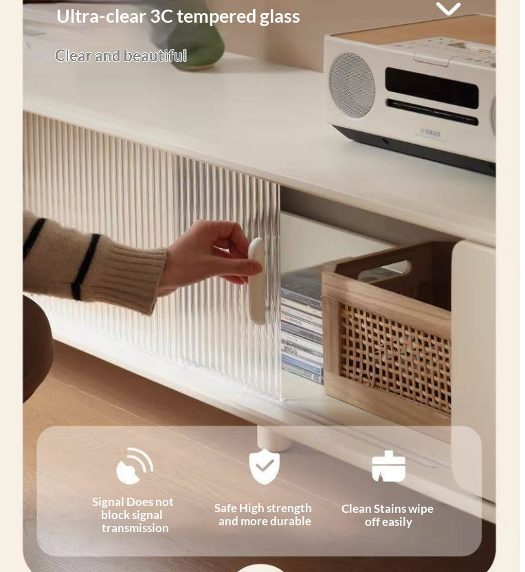 Solid RubberWood Storage White TV Cabinet.