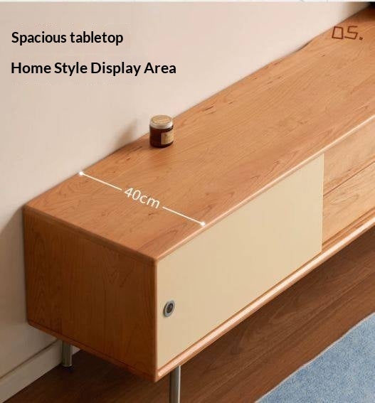 Cherry Solid Wood Bauhaus TV Stand with Color-Block Storage