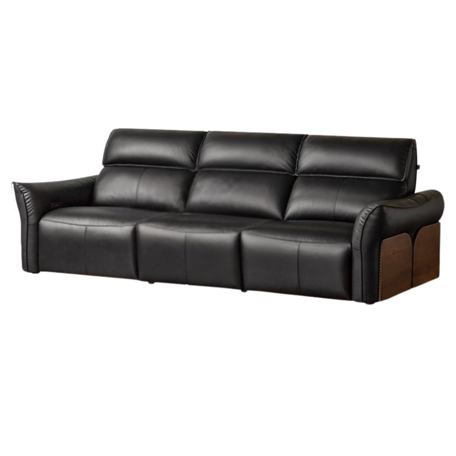 Black walnut solid wood Top Grain Genuine Leather Zero Wall Power Reclining Sofa