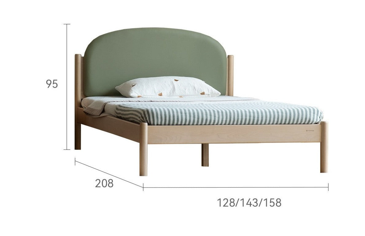 Birch solid Wood Children's Bed Organic Leather"