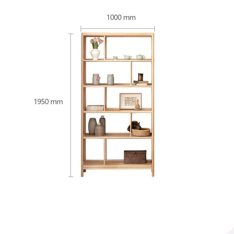 Ash solid wood bookshelf combined bookcase display cabinet wall shelf<