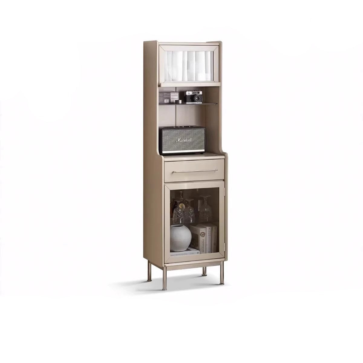 Poplar Solid Wood High Side Cabinet Light Luxury Kitchen Sideboard -
